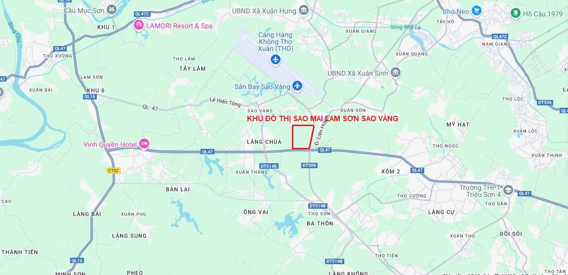 vị trí dự án khu đô thị sao mai lam sơn sao vàng thọ xuân