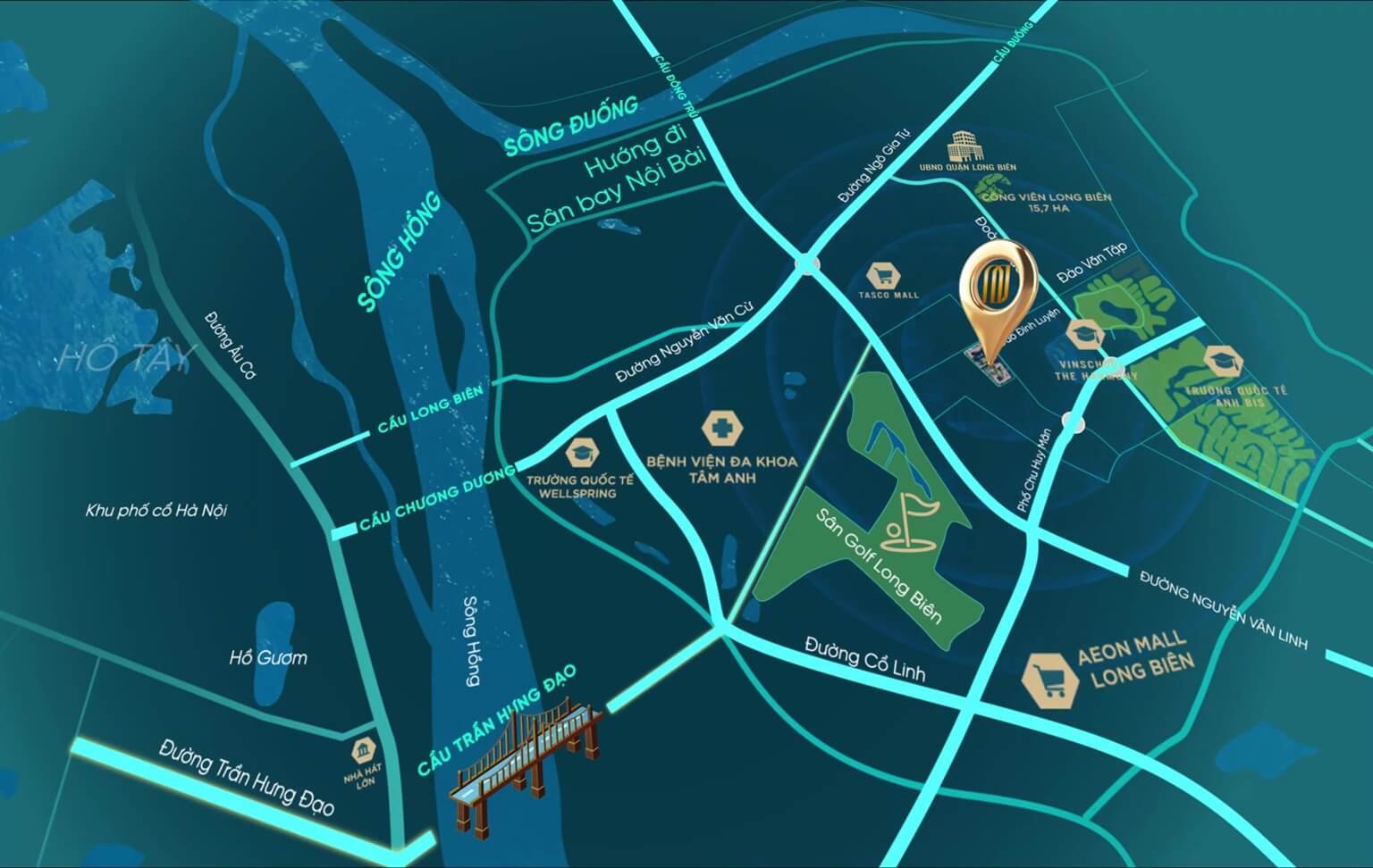 vị trí dự án long biên central taseco land