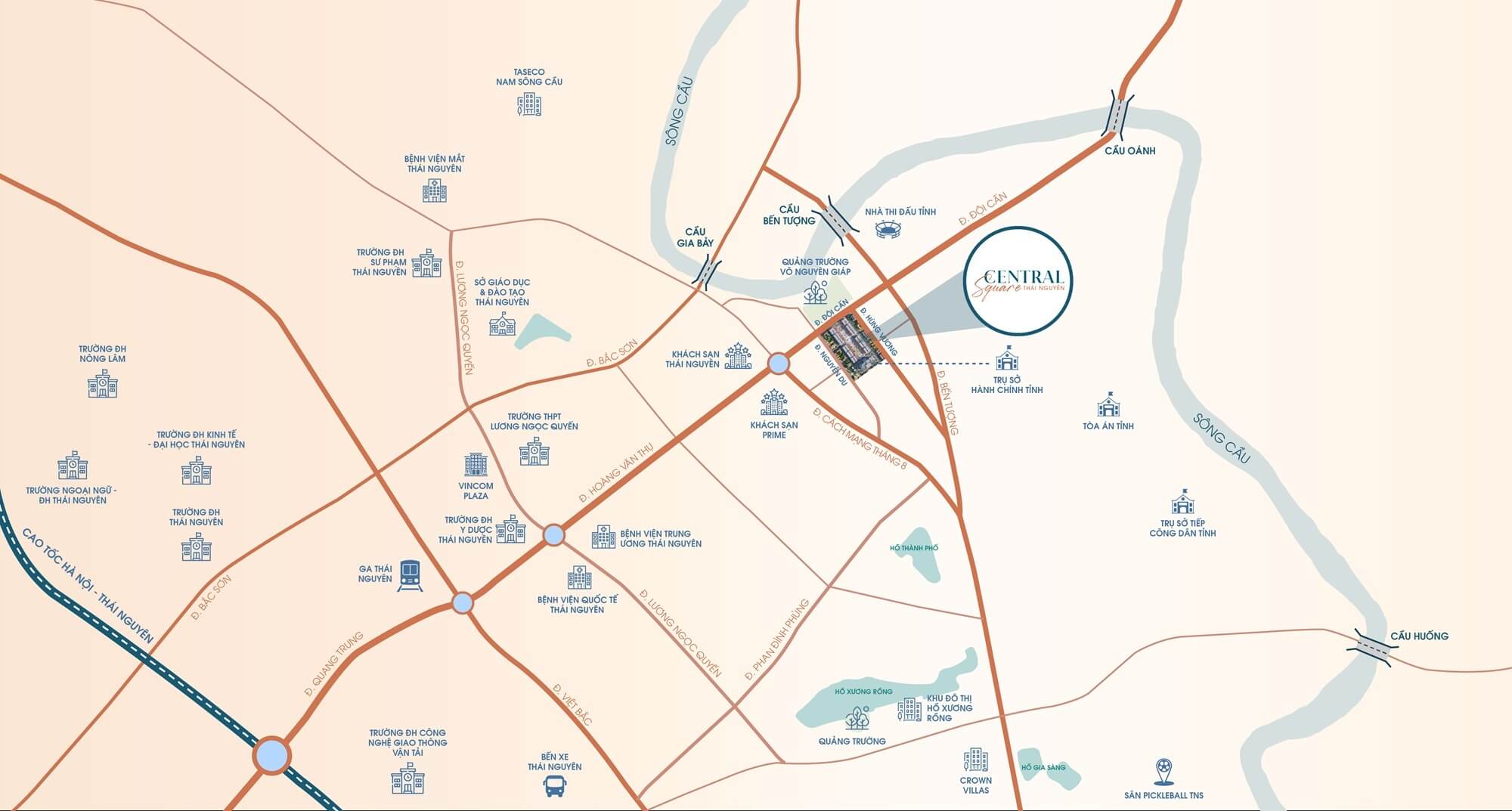 vị trí dự án central square thái nguyên